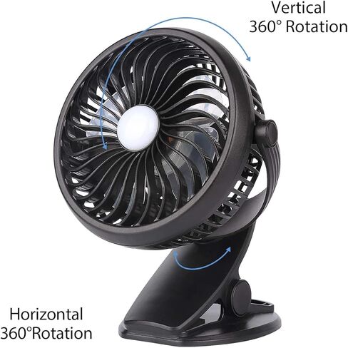 Camping Fan, Clip on Fan with LED Lights and Hook, 4 in 1 Camping accessories, Rechargeable 2600mAh Battery/USB Operated Personal Fan for Camping Hiking Baby Stroller Office Outdoor Travel in Kuwait