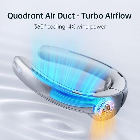 JISULIFE Portable Neck Fan Pro, 100 Speeds Bladeless Fan, Stepless Knob, LED Display, 5000mAh Rechargeable Personal Fan, Mini Hands Free, USB Battery Operated Wearable Fan-Blue in Saudi Arabia