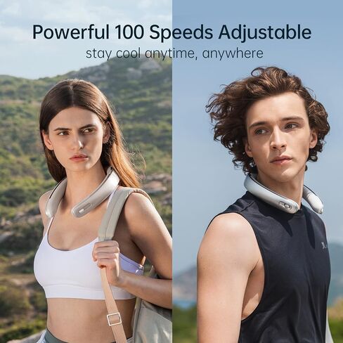 JISULIFE Portable Neck Fan Pro, 100 Speeds Bladeless Fan, Stepless Knob, LED Display, 5000mAh Rechargeable Personal Fan, Mini Hands Free, USB Battery Operated Wearable Fan-Blue in Saudi Arabia