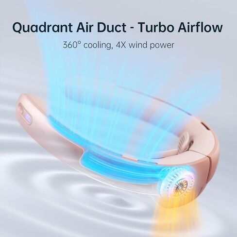 JISULIFE Portable Neck Fan Pro, 100 Speeds Bladeless Fan, Stepless Knob, LED Display, 5000mAh Rechargeable Personal Fan, Mini Hands Free, USB Battery Operated Wearable Fan-Blue in Saudi Arabia