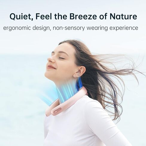 JISULIFE Portable Neck Fan Pro, 100 Speeds Bladeless Fan, Stepless Knob, LED Display, 5000mAh Rechargeable Personal Fan, Mini Hands Free, USB Battery Operated Wearable Fan-Blue in Saudi Arabia