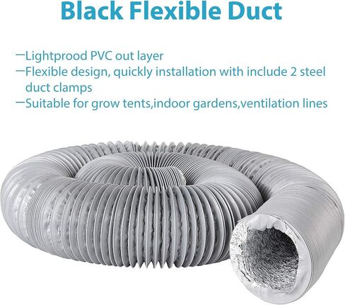 Dryer Vent Hose 16 ft 3 Inch Dryer Duct Flexible Dryer Hose Vent Kit Aluminum Foil Ducting with 2 Stainless Steel Worm Clamp for HVAC Ventilation, Fan Filter and Grow Tent in Saudi Arabia