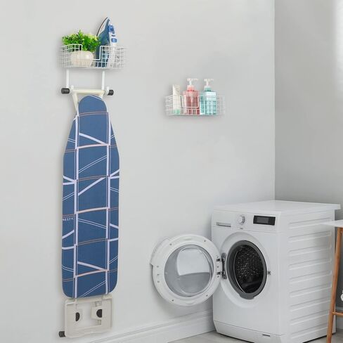 YBING Ironing Board Holder White Set of 2, Metal Iron Holder Wall Mount with Removable Hooks, Laundry Room Organizer with Ironing Board for Bathroom, Bedroom,Office in Kuwait