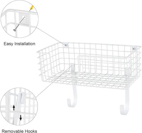 YBING Ironing Board Holder White Set of 2, Metal Iron Holder Wall Mount with Removable Hooks, Laundry Room Organizer with Ironing Board for Bathroom, Bedroom,Office in Kuwait