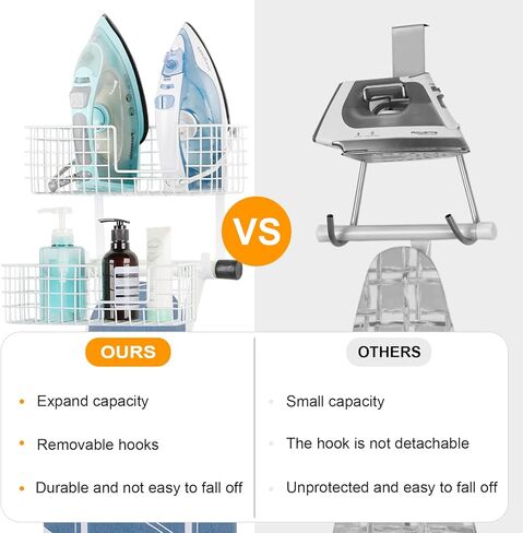 YBING Ironing Board Holder White Set of 2, Metal Iron Holder Wall Mount with Removable Hooks, Laundry Room Organizer with Ironing Board for Bathroom, Bedroom,Office in Kuwait