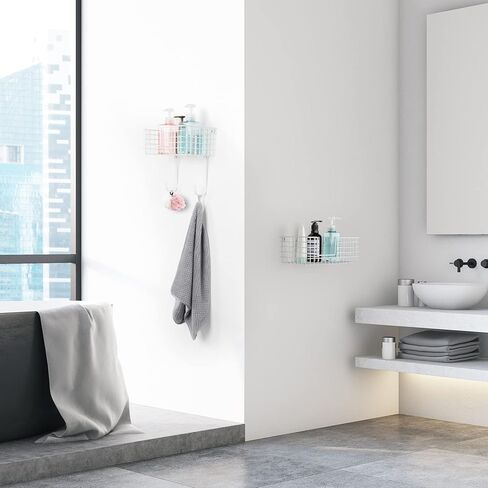 YBING Ironing Board Holder White Set of 2, Metal Iron Holder Wall Mount with Removable Hooks, Laundry Room Organizer with Ironing Board for Bathroom, Bedroom,Office in Kuwait