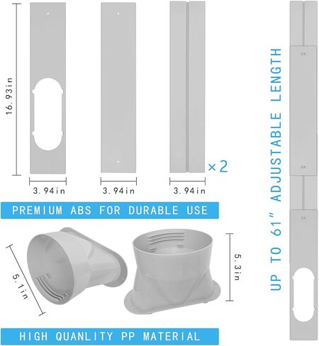 Portable AC Window Vent Kit with 5 inch Hose Window Seal Kit for 5 Inch Portable Air Conditioner Window AC Kit (5"Dia- AC Kit 7 Pack) in Saudi Arabia