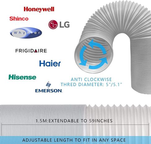 Portable AC Window Vent Kit with 5 inch Hose Window Seal Kit for 5 Inch Portable Air Conditioner Window AC Kit (5"Dia- AC Kit 7 Pack) in Saudi Arabia