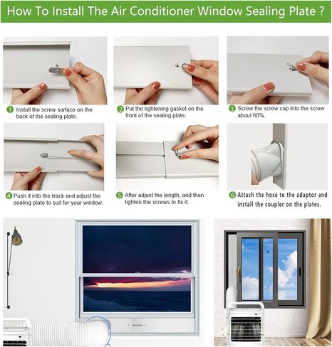 Portable AC Window Vent Kit with 5 inch Hose Window Seal Kit for 5 Inch Portable Air Conditioner Window AC Kit (5"Dia- AC Kit 7 Pack) in Saudi Arabia