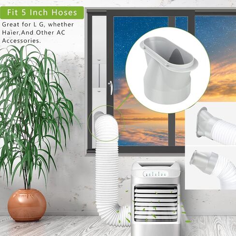 Portable AC Window Vent Kit with 5 inch Hose Window Seal Kit for 5 Inch Portable Air Conditioner Window AC Kit (5"Dia- AC Kit 7 Pack) in Saudi Arabia