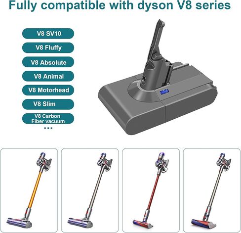 MCWGOLD 【Upgraded】 استبدال بطارية 21.6 فولت 4500 مللي أمبير في الساعة V8 متوافق مع مكنسة Dyson V8 المطلقة V8 Animal V8 Fluffy SV10 اللاسلكية in Kuwait