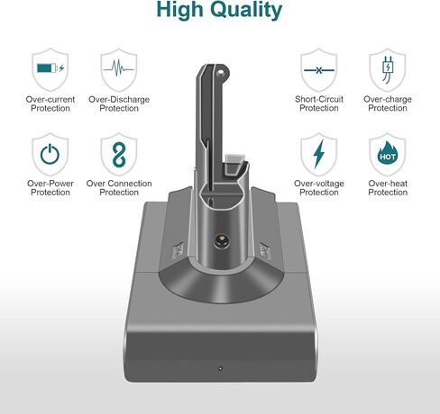 MCWGOLD 【Upgraded】 استبدال بطارية 21.6 فولت 4500 مللي أمبير في الساعة V8 متوافق مع مكنسة Dyson V8 المطلقة V8 Animal V8 Fluffy SV10 اللاسلكية in Kuwait
