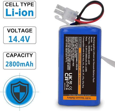 Tectra Replacement Battery for ILIFE A4, A4S, A4S pro, A6, V7, A9 Robot Vacuum Cleaners, 14.8V 2800mAh in Kuwait