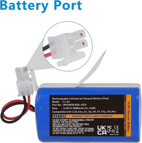 Tectra Replacement Battery for ILIFE A4, A4S, A4S pro, A6, V7, A9 Robot Vacuum Cleaners, 14.8V 2800mAh in Kuwait