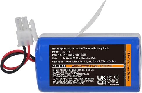 Tectra Replacement Battery for ILIFE A4, A4S, A4S pro, A6, V7, A9 Robot Vacuum Cleaners, 14.8V 2800mAh in Kuwait