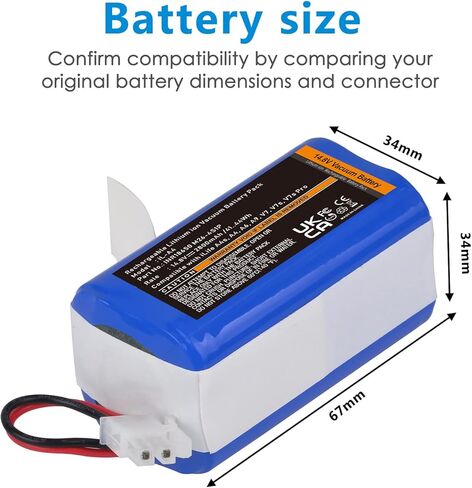 Tectra Replacement Battery for ILIFE A4, A4S, A4S pro, A6, V7, A9 Robot Vacuum Cleaners, 14.8V 2800mAh in Kuwait