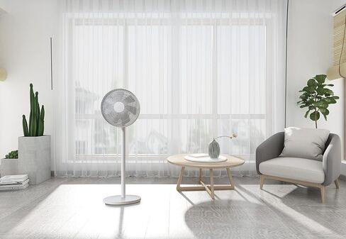 Xiaomi Mi Smart Standing Fan 2 Lite, Smart Fan, Portable Design, 7 Rotor Blades For Powerful Airflow, Voice Control, Mi App Control, White in Saudi Arabia