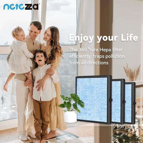 فلتر بديل Netezza MK04، متوافق مع جهاز تنقية الهواء AROEVE MK04 MG04JH طراز DH-JH04، 3 في 1 H13 True HEPA، رقم الجزء MK04LX، 3 عبوات in Kuwait