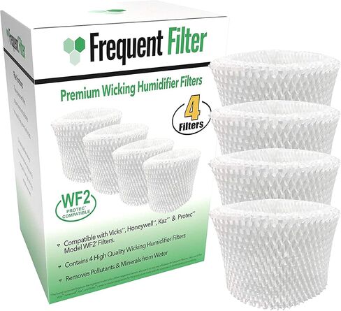 Frequent Filter Compatible Vicks, Kaz, Protec, Cool Mist Humidifier Replacement Model WF2 & PWF2 Filter | Pack of 4 | Germ-Free Wicking Filters for Starry Night Humidifiers. New 2022 Upgraded Model in Saudi Arabia