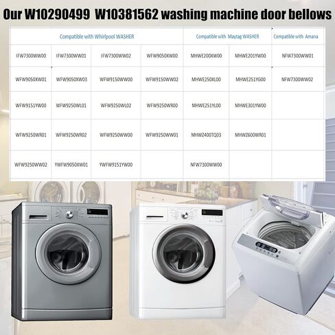W10290499 W10300559 W10381562 Washer Door Boot Seal Gasket Bellows, Compatible with Whirlpool, Inglis,Maytag, Amana Washers, Replace EA3632809 PS3632809 2229552 Wash Seal. in Kuwait