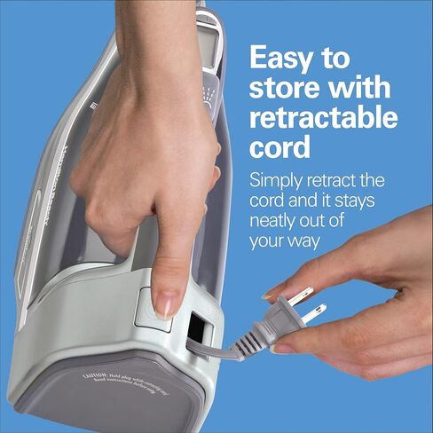 Hamilton Beach Steam Iron & Vertical Steamer for Clothes with Scratch-Resistant Durathon Soleplate, 3-Way Auto Shutoff, Anti-Drip, Digital Temp. Control, 8’ Retractable Cord, 1700W, Silver in Saudi Arabia