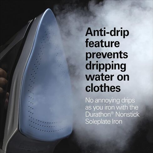 Hamilton Beach Steam Iron & Vertical Steamer for Clothes with Scratch-Resistant Durathon Soleplate, 3-Way Auto Shutoff, Anti-Drip, Digital Temp. Control, 8’ Retractable Cord, 1700W, Silver in Saudi Arabia