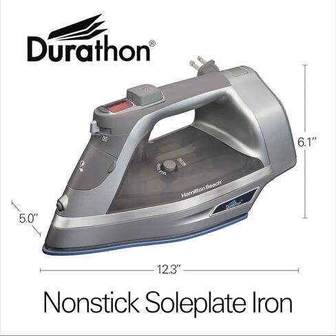 Hamilton Beach Steam Iron & Vertical Steamer for Clothes with Scratch-Resistant Durathon Soleplate, 3-Way Auto Shutoff, Anti-Drip, Digital Temp. Control, 8’ Retractable Cord, 1700W, Silver in Saudi Arabia