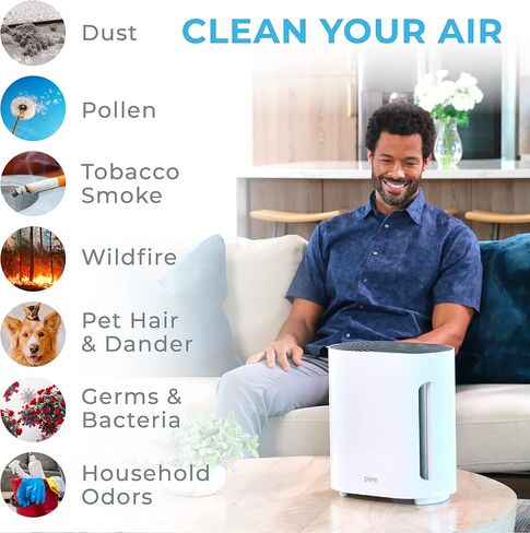 Pure Enrichment® PureZone™ Air Purifier for Medium-Large Rooms, UV-C Light, 3 Stage Filtration, H13 HEPA Filter Helps Remove up to 99.97% of Bacteria, Allergens, Germs, Smoke, Dust (White) in Kuwait