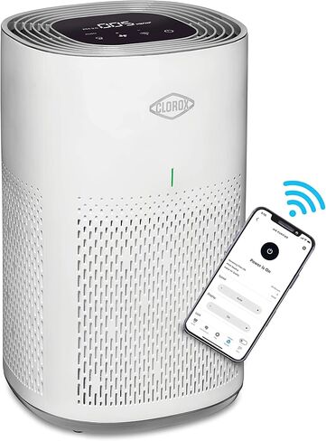 Clorox Smart Air Purifiers for Home, True HEPA Filter, Works with Alexa, Medium Rooms up to 1,000 Sq Ft, Removes 99.9% of Viruses, Wildfire Smoke, Mold, Allergies, Dust, AUTO Mode, Whisper Quiet in Kuwait