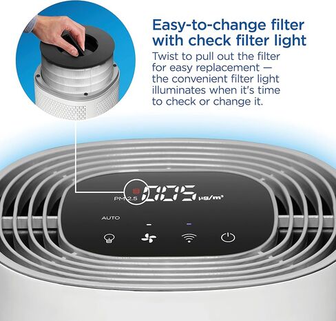 Clorox Smart Air Purifiers for Home, True HEPA Filter, Works with Alexa, Medium Rooms up to 1,000 Sq Ft, Removes 99.9% of Viruses, Wildfire Smoke, Mold, Allergies, Dust, AUTO Mode, Whisper Quiet in Kuwait