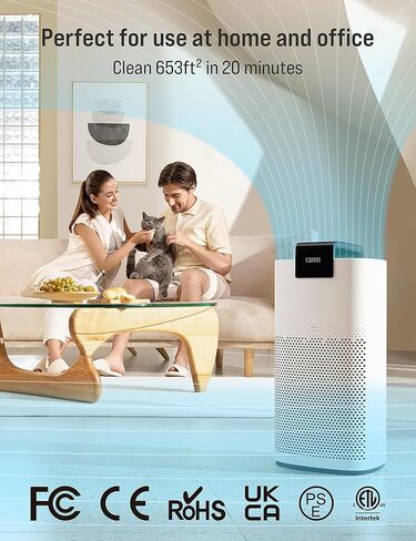 TOPPIN Air Purifiers for Home Large Room Up to 550ft², TPAP005 H13 HEPA Filter Purifier for Bedroom, Air Cleaner Capture 99.97% Pets Hair, Smoke, Dust, Pollen, Air Quality Indicator, Auto Mode, Timer in Saudi Arabia