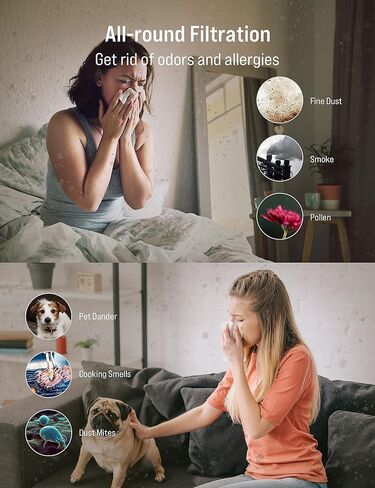 TOPPIN Air Purifiers for Home Large Room Up to 550ft², TPAP005 H13 HEPA Filter Purifier for Bedroom, Air Cleaner Capture 99.97% Pets Hair, Smoke, Dust, Pollen, Air Quality Indicator, Auto Mode, Timer in Saudi Arabia