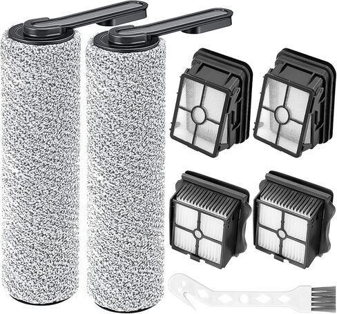 قطع غيار فرشاة دوارة بديلة لمكنسة تينيكو فلور ون اس 5 / فلور ون اس 5 برو اللاسلكية الرطبة والجافة، تتضمن 4 فلاتر هيبا و2 بكرة فرشاة وفرشاة بيضاء (4) in Kuwait