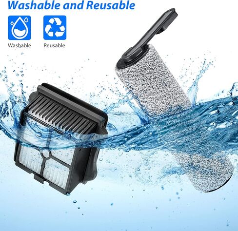 قطع غيار فرشاة دوارة بديلة لمكنسة تينيكو فلور ون اس 5 / فلور ون اس 5 برو اللاسلكية الرطبة والجافة، تتضمن 4 فلاتر هيبا و2 بكرة فرشاة وفرشاة بيضاء (4) in Kuwait