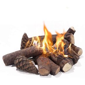 Gas Fireplace Logs Set of 9, Fireplace Logs Ceramic Wood Decoration for Gas Ethanol Firewood Log Set Hand Crafted Pine Cone Wood Use in Indoor, Ventless & Vent Free, Electric Outdoor Fireplace Firepit in Saudi Arabia