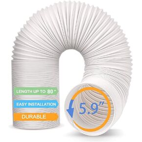LORDO Portable Air Conditioner Hose - AC Hose with 5.9" Diameter, Anti-Clockwise Thread, Length up to 80" - Exhaust Hose for Portable AC Vent Compatible with Delonghi & LG Air Conditioner Parts in Saudi Arabia