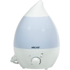 AIRCARE Aurora Ultrasonic Cool Mist Humidifier, Whisper-Quiet between 8-24 hours, Seven Color LED Night Light, Essential Oil Tray and Automatic Shut-Off for Baby, Nursery or Bedroom (White, 1 gal) in Kuwait
