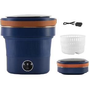 AMESEDAK Portable Mini Washing Machine with Drain Basket, 8.5L Capacity Foldable Cordless Laundry Machine for Underwear, Baby Clothes and Small Items, Rechargeable Design for Travel Washer in Kuwait