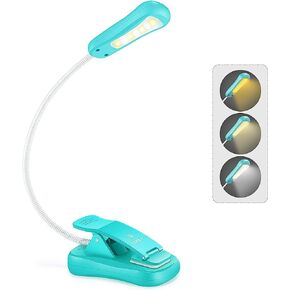 Vekkia/LuminoLite Rechargeable Book Light, 3 Colortemperature × 3 Brightness, Reading Lights for Reading in Bed, Up to 70 Hours Lighting, Great for Readers, Travel (Turquoise) in Saudi Arabia