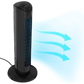 Comfort Zone CZTF290BK 29" Powerful 3-Speed Oscillating Slim Tower Fan with Performance Blades and Sturdy Base in Black in Saudi Arabia