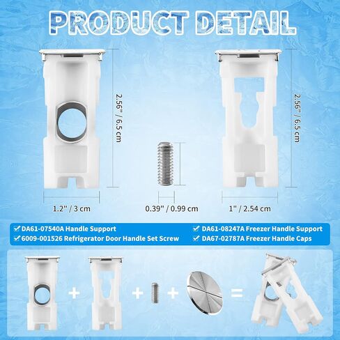 DA61-07540A Refrigerator Freezer Handle Support Compatible with Samsung, Replace# DA61-08247A PS4145181 AP5578979 3160453 DA67-02787A 6009-001526 in Saudi Arabia