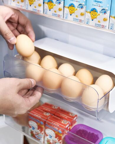حامل بيض الثلاجة، صندوق منظم حاوية تخزين البيض، حاوية تخزين بلاستيكية 10 بيضات، صندوق تخزين البيض الطازج إلى جانب الثلاجة، حامل بيض منزلي للثلاجة in Kuwait