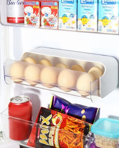 حامل بيض الثلاجة، صندوق منظم حاوية تخزين البيض، حاوية تخزين بلاستيكية 10 بيضات، صندوق تخزين البيض الطازج إلى جانب الثلاجة، حامل بيض منزلي للثلاجة in Kuwait