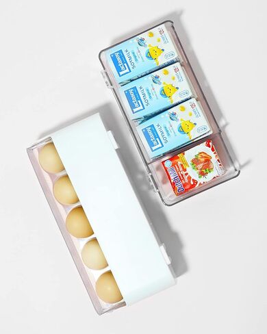 حامل بيض الثلاجة، صندوق منظم حاوية تخزين البيض، حاوية تخزين بلاستيكية 10 بيضات، صندوق تخزين البيض الطازج إلى جانب الثلاجة، حامل بيض منزلي للثلاجة in Kuwait