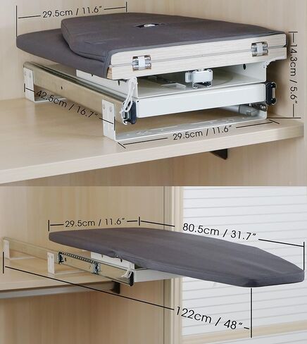 Closet Pull-Out Retractable Ironing Board Stow Away in The Cabinet Easy to Install (Silver Grey) in Saudi Arabia