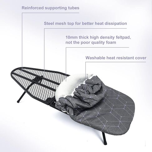 Duwee 12"x30"Table top Ironing Board with Thicken Felt Padding,Heat Resistant Cover,Foldable Ironing Boards with Stainless Steel Hook for Easy Storage in Saudi Arabia