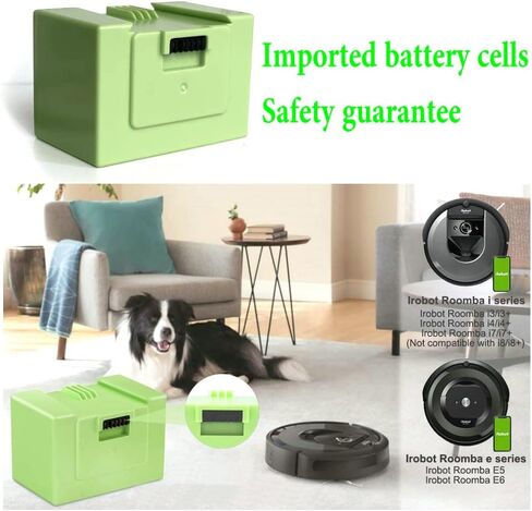 Green ABL-D1 Battery for iRobot Roomba i3 i4 i7 i7+ i8 e5 e6 5150 7550 e5 e5150 e515020 e5152 e5154 e5158 e515840 e6198 e619820 i7158 i7 e5158 i7558P/N:4624864 （14.4V 26Wh/1800mAh in Saudi Arabia