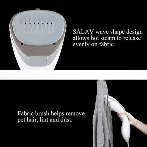 مكواة بخار محمولة للملابس من SALAV + مكواة 2 في 1، إعدادان للبخار، للتعامل مع الملابس رأسيًا وأفقيًا، لوحة بخار معدنية مطلية بالسيراميك، خزان مياه كبير 150 مل، 1150 وات، HS-100 ذهبي وردي in Kuwait
