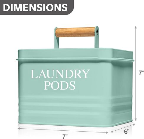 Calindiana Modern Farmhouse Metal Laundry Pods Holder Container with Lid for Laundry Room Decor and Accessories and Space Saving Organization and Storage, Holds 81 Laundry Pods, Black in Saudi Arabia