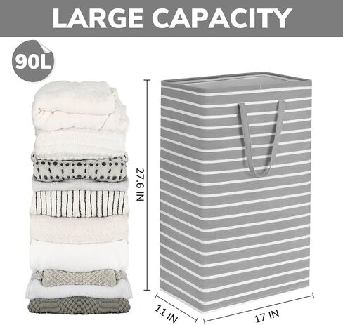 Goodpick 90L Laundry Basket Organizer 2-Pack Large Tall Laundry Hampers Storage Baskets for Organizing Dirty Clothes Hampers for Baby Laundry Towels Blanket Basket in Bathroom, Bedroom, Dorm, Grey in Saudi Arabia